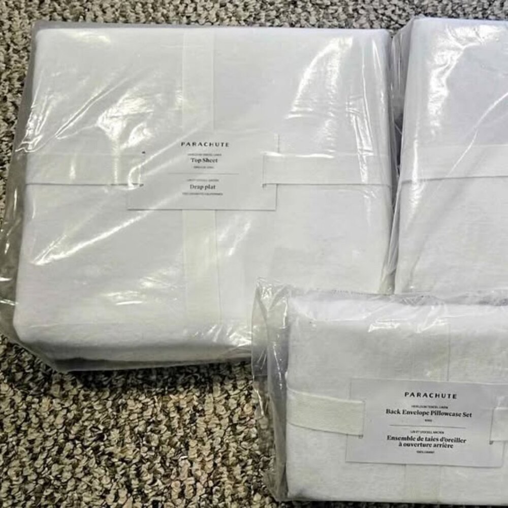 Parachute Heirloom Tencel White King Sheet Set